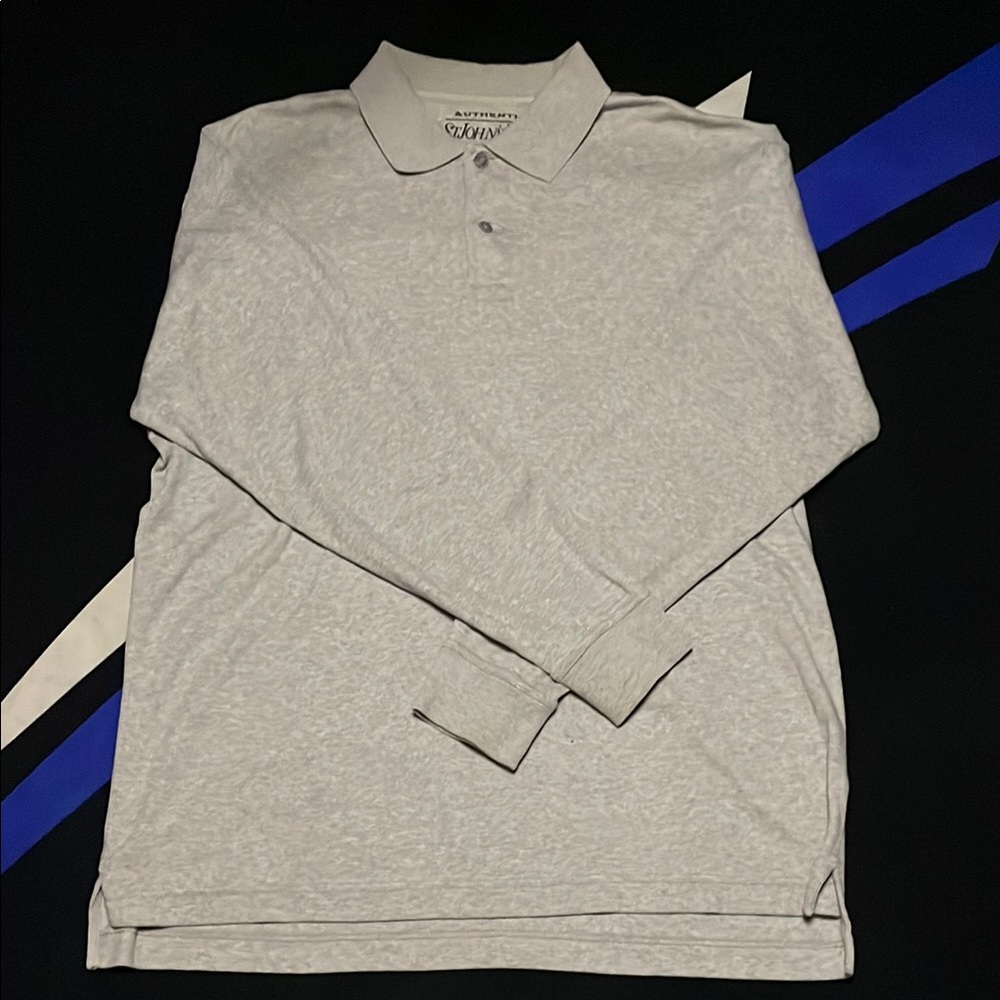 Men's Gray Long Sleeve Polo Shirt